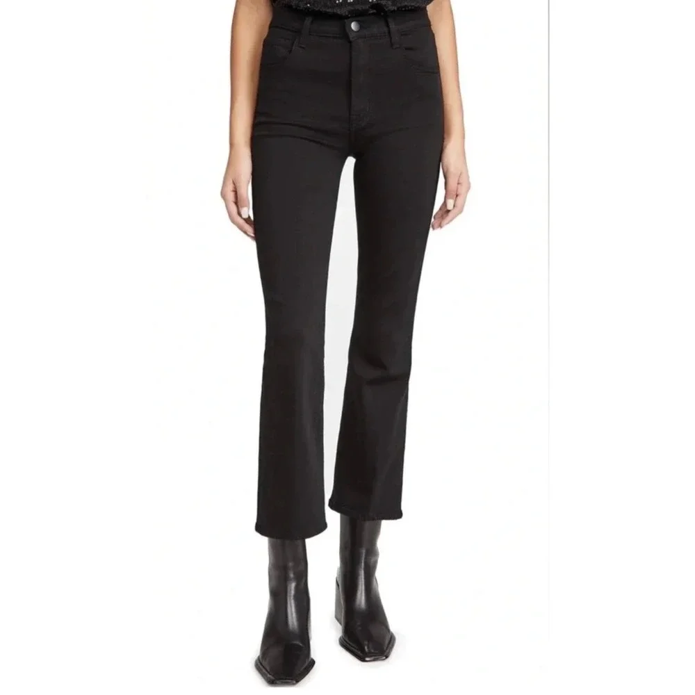 J Brand Franky High Rise Crop Bootcut Jeans Eco‎ Seriously Black Size 27